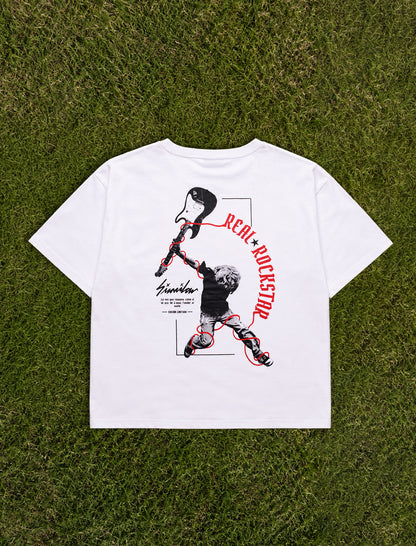 Camiseta Blanca Oversized - Real Rockstar